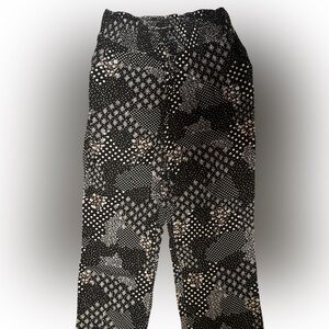 Maurices Black Wide-Leg Pants with White & Cream Dot Pattern